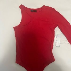 NWT Red Asymmetrical Bodysuit